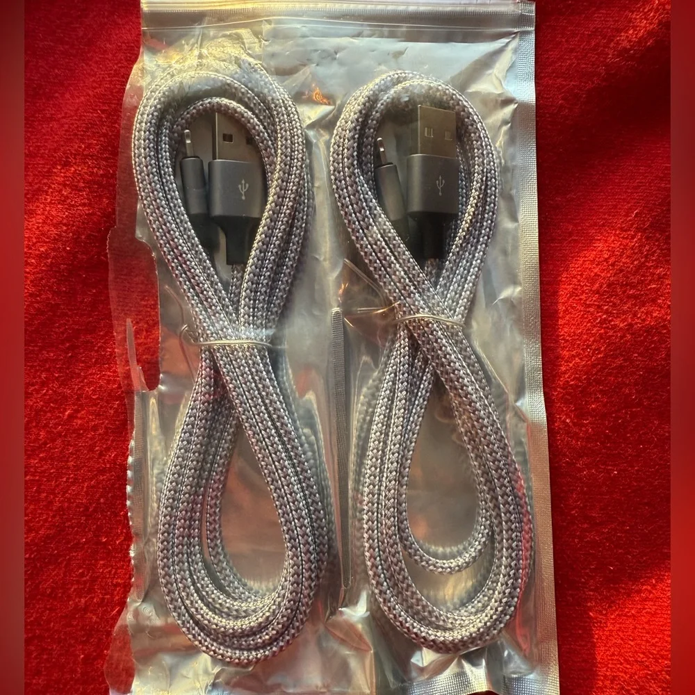 (3) 6’ iPhone Chargers. Braided USB Lightning Charging cables. 2 are brand new.